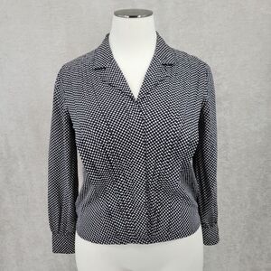 Francesca of Damon for Starington Vintage Silk Onyx Houndstooth Blouse